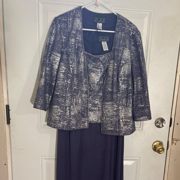 Alex Evenings purple silver maxi gown with jacket size 12 - Picture 1 of 9